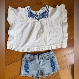 Boho set. Embroidered H&M top and Hudson jean shorts